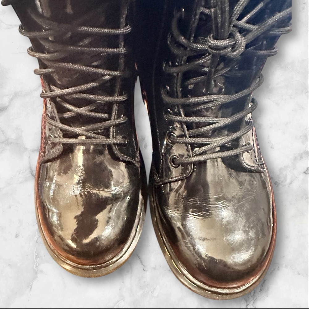 DR. MARTENS Black Junior Kids Boots Zip Sides Lace Up Size 3 - Picture 5 of 6